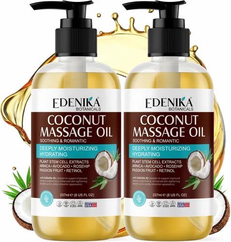 Miniatura 8 de Edenika Botanicals Aceite de masaje de coco tropical para terapia de masaje, aceite de masaje calmante con aceite de coco y maracuyá para relajación
