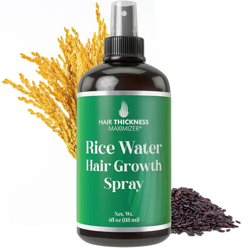 Hair Thickness Maximizer Agua de arroz para el crecimiento del cabello, 4 onzas, acondicionador vegano sin enjuague para mujeres, hombres. Fortalece