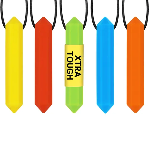Xtra Tough (XT) - Collar sensorial masticable para niños, niños o niñas (paquete de 5) – Collar de dentición, collar de dentición, juguetes para
