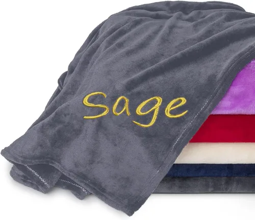 Miniatura 7 de Mantas personalizadas para adultos, manta personalizada con nombre bordado o monograma, funda de manta de forro polar suave para cama y sofá