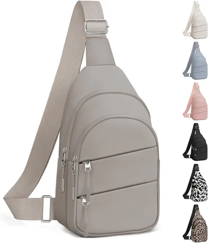 Miniatura 24 de Tuwubi Bolsos cruzados para mujer, bolsa para hombres, mochila pequeña de senderismo antirrobo, ligera para viajes al aire libre (M, beige)