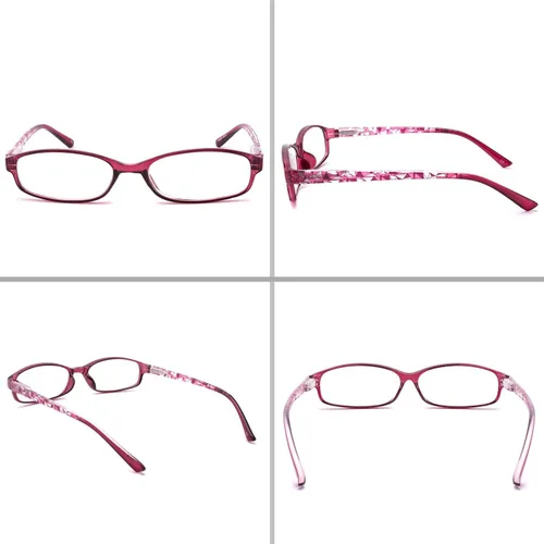 Miniatura 6 de Paquete de 4 lentes de lectura con bloqueo de luz azul, lectores de bisagra de resorte para mujer con patrón impreso, anteojos UV antirreflejos