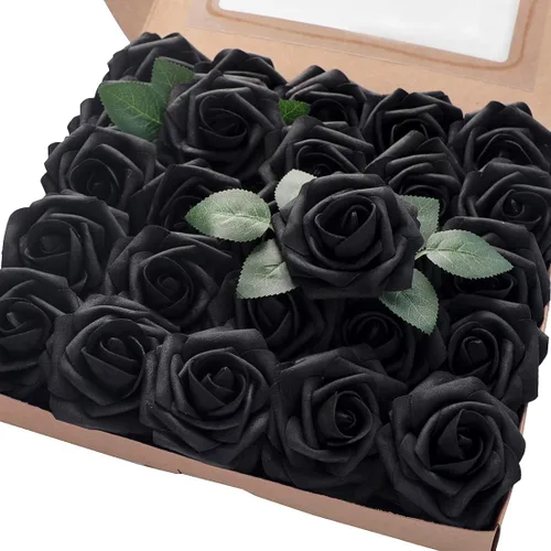 Miniatura 34 de Floroom Flores artificiales de espuma, aspecto real, con tallos, para manualidades, ramos de boda, centros de mesa, despedida de soltera, fiesta, 25
