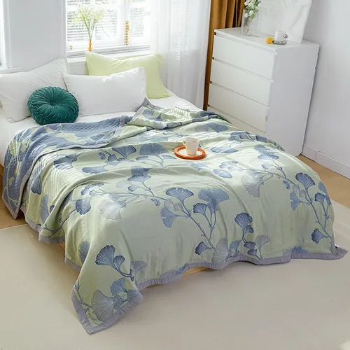 Miniatura 9 de Ginkgo Biloba - Juego de cama de algodón transpirable para todas las estaciones (B, 79 pulgadas de ancho x 90 pulgadas de largo)