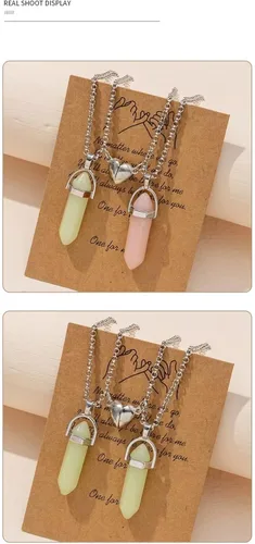 Miniatura 37 de Collar magnético de corazón dividido a juego para parejas, colgante de atracción mutua de cristal, regalo de joyería de amistad para mejores amigos