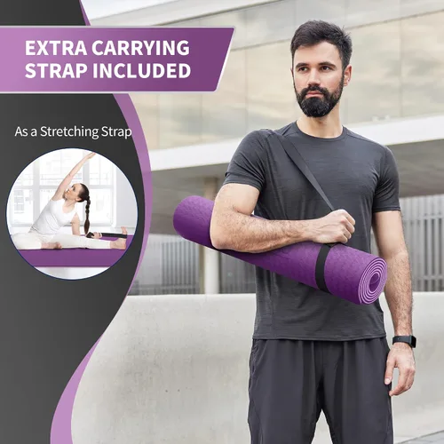 Miniatura 7 de CAMBIVO Tapete de yoga extra ancho para mujeres y hombres (72"/84" x 32" x 1/4") Tapete de entrenamiento TPE antideslizante grande para yoga