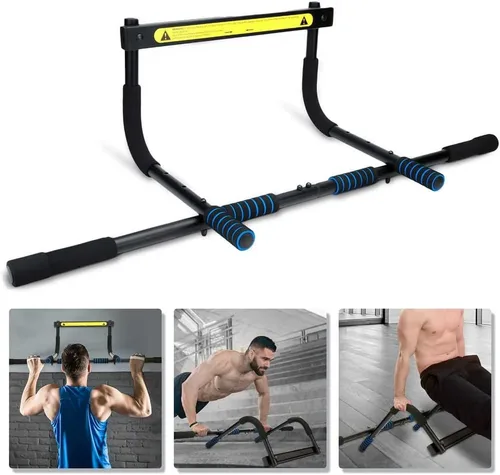 Miniatura 6 de Barra de dominadas ajustable de 33.5 in para marco de puerta, 220.5 lbs, sin tornillos, robusta con espuma para entrenamiento, fitness
