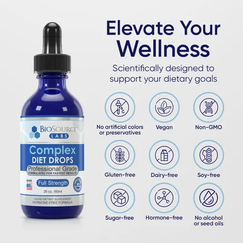 Miniatura 2 de BioSource Labs Gotas de dieta complejas: las mejores gotas naturales para hombres y mujeres (paquete de 2 botellas) - Suministro para 60 días