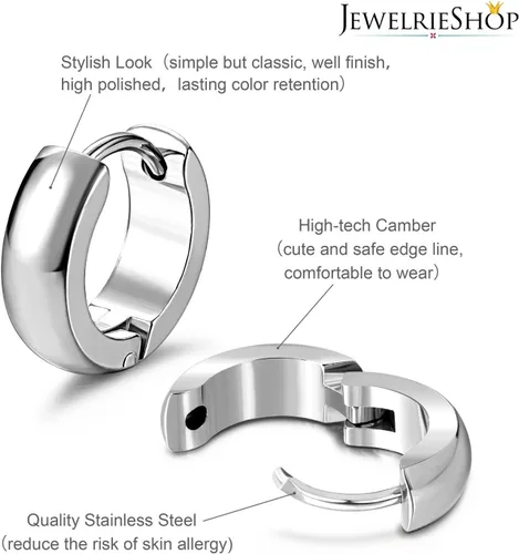 Miniatura 2 de JewelrieShop Hoop Earrings Set Gold Surgical huggie Earrings, Hypoallergenic Huggie Ear Piercings Endless Huggie Hoop Earrings for Men Earrings