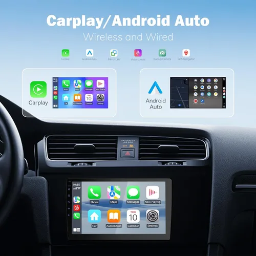 Miniatura 5 de Haudio Estéreo de coche Android de doble DIN de 10.1 pulgadas con Apple CarPlay inalámbrico y Android Auto - 2 GB de RAM 64 GB ROM, pantalla táctil