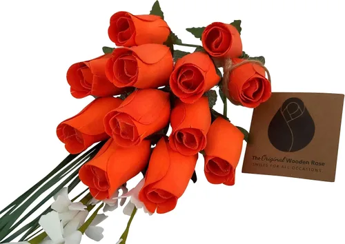 Miniatura 16 de Ramos originales de rosas de madera en 1, 2, o 3 docenas, Madera de abedul, Completamente negro, 1 Docena