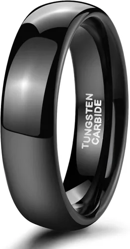 TRUMIUM - Anillo de matrimonio de tungsteno negro para hombres y mujeres, ancho de 564, 532, 1564 y 516 pulgadas (2 mm 4 mm 6 mm 8 mm), abovedado,
