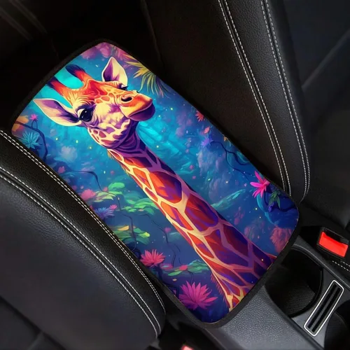 Miniatura 30 de Funda para reposabrazos de automóvil, ajuste universal para la mayoría de automóviles, SUV, camiones, sedán, patrón fresco, plegable, cómoda, Oso
