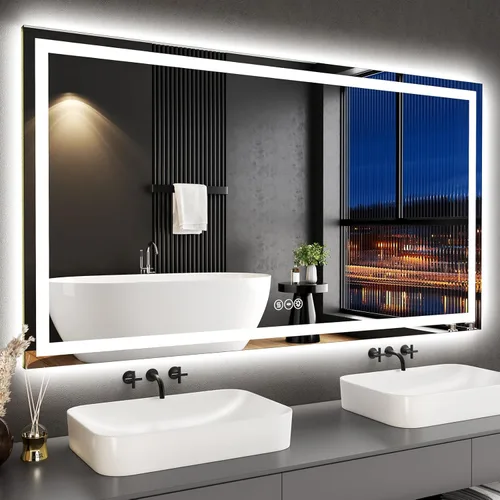 Miniatura 19 de Espejo de baño LED de 24 x 32 pulgadas, espejo de baño antivaho con luces, espejos de tocador iluminados montados en la pared, regulable