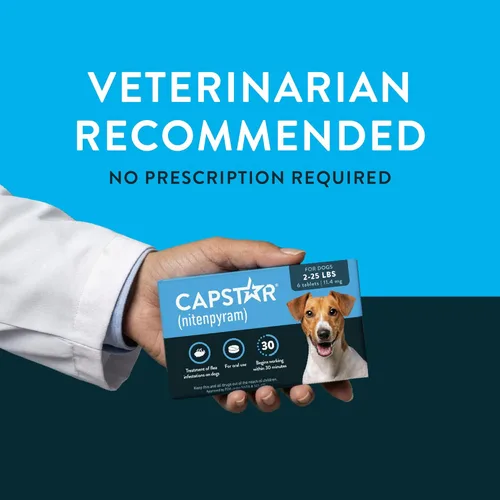 Miniatura 5 de Capstar (Nitenpyram) Tratamiento oral de pulgas de acción rápida para perros de 2 a 25 libras, tabletas de medicamentos recomendadas por