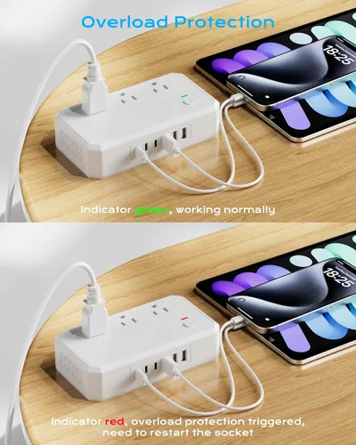 Miniatura 6 de Adaptador de viaje de Estados Unidos a Europa de 220 V a 110 V convertidor de voltaje con carga USB de 4.5 A de 6 puertos y adaptador de enchufe
