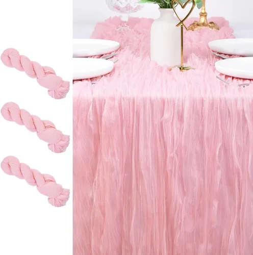 Miniatura 8 de Camino de mesa de estopilla para el día de San Valentín, 10 pies, estilo bohemio, gasa rústica, camino de mesa para baby shower, boda, fiesta