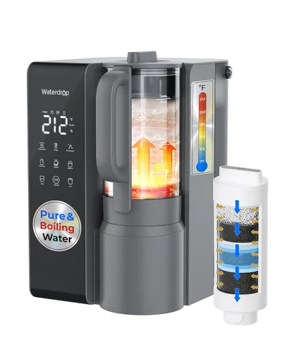 Waterdrop Encimera de filtro de agua de ósmosis inversa M1, sistema de ósmosis inversa de encimera de agua caliente, 7 opciones de temperatura,