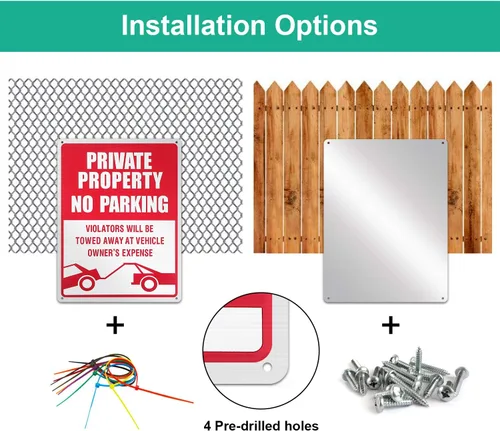 Miniatura 4 de 3 piezas de señal de no estacionar, señal reflectante de propiedad privada de 14 x 10 pulgadas, los infractores serán remolcados, aluminio libre