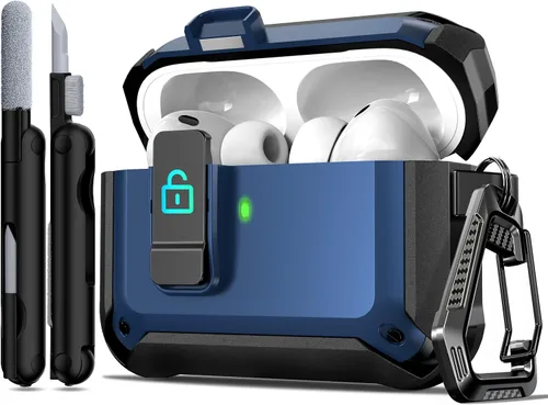 Miniatura 78 de R-fun - Funda para audífonos compatible con AirPods de 4.ª generación 2024, cubierta protectora de expulsión automática a prueba de caídas, puerto