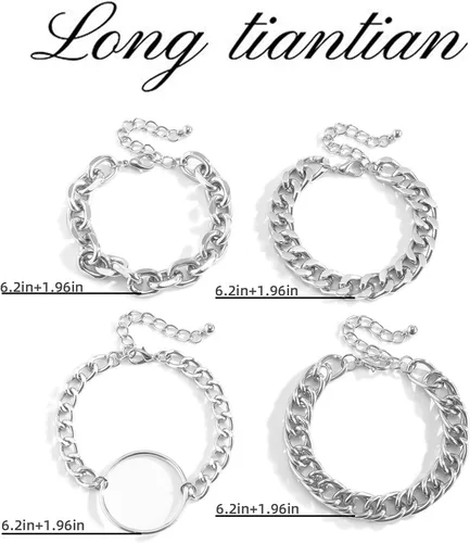 Miniatura 59 de Long tiantian Pulsera de oro gruesa para mujer, pulseras de oro delicadas, pulseras para mujer, pulseras apilables de eslabones de cadena