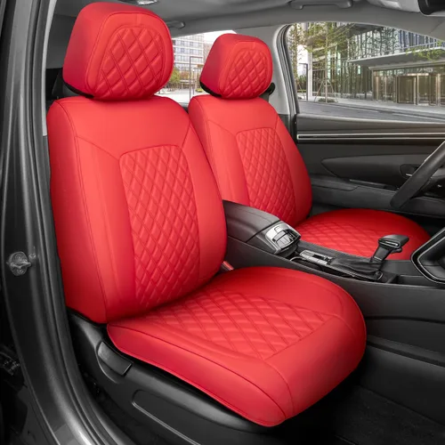 Miniatura 21 de MotorBox Haven Series - Fundas de asiento de piel de napa, para automóviles, edición Lux, fundas de asiento delantero con costuras de diamante