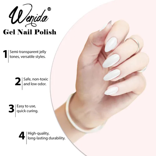 Miniatura 3 de Esmalte de uñas de gel blanco, 0.3 onzas líquidas, color gel de punta francesa UV/LED, perfecto para manicura y pedicura en casa o en el salón.