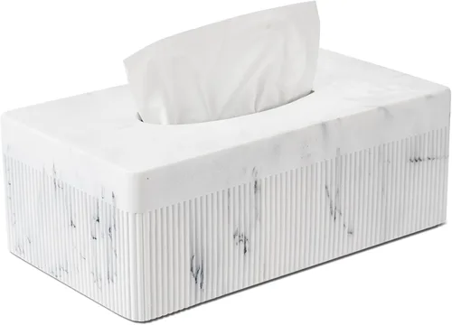 Miniatura 18 de Caja de pañuelos blanca cuadrada de resina para decoración del hogar, soporte de caja de pañuelos de cubo de mármol acanalado vertido a mano – Caja