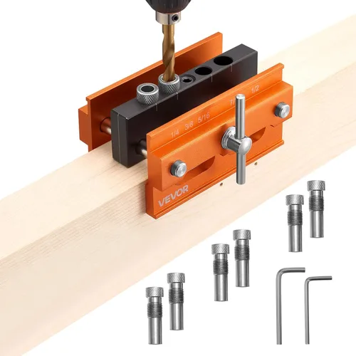 Miniatura 12 de VEVOR Kit de plantilla de taco, plantilla de taco autocentrada para agujeros rectos, herramienta de juntas de carpintería de aleación de aluminio