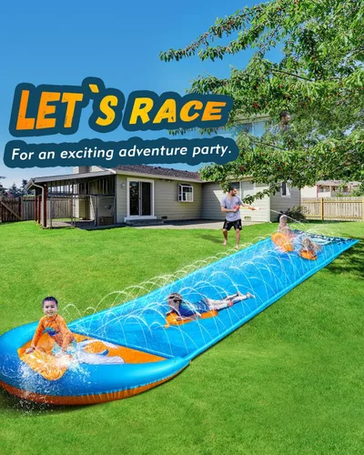 Miniatura 3 de Spring Water Tobogán de agua y deslizador de agua de 22 pies para niños y adultos, juguetes acuáticos de verano al aire libre con rociador, 2 tablas