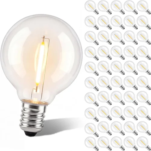 Miniatura 13 de SUNSGNE Paquete de 25 bombillas LED G40 de repuesto, bombillas de cadena de globo de 0.6 W, bombillas de repuesto impermeables para luces de cadena