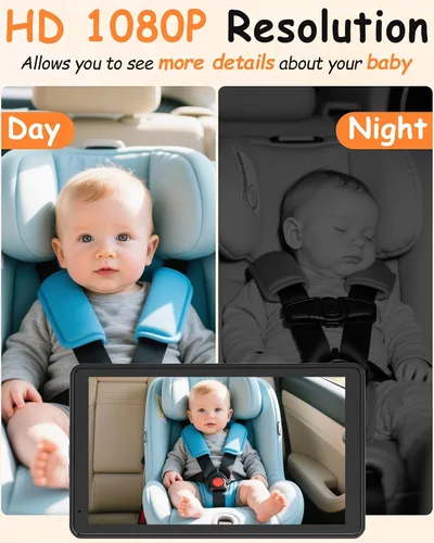 Miniatura 3 de Cámara de Coche para Bebé Rohent de 7.2 Pulgadas: Cámara Trasera para Asiento Trasero Infantil de 1080P HD con Visión Nocturna, Rotación de 360°