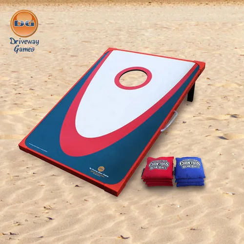 Miniatura 5 de Driveway Games Backyard Edition Juego de Cornhole portátil para lanzar tamaño reglamentario 2 tablas objetivo, 8 bolsas de frijoles y bolsa