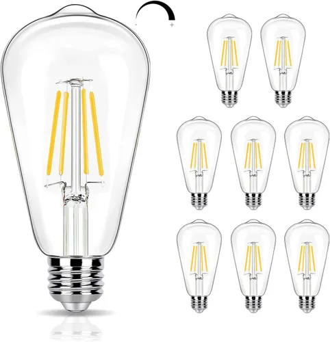Miniatura 10 de Paquete de 16 Bombillas LED Edison Equivalente a 40W, Bombilla de Filamento LED Regulable de 4W, Bombilla de Luz ST19 5000K Luz de Día, 450LM E26