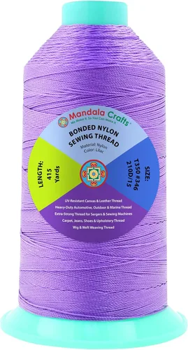 Miniatura 104 de Mandala Crafts - Hilo de nailon para coser cuero, tapicería, mezclilla y para trenzar el pelo; resistente, 1500 yardas, tamaño 69 T70 Marrón