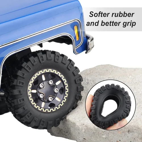 Miniatura 6 de Hobbypark Ruedas y neumáticos Beadlock de latón 1.0 para TRX4M actualizaciones Axial SCX24 1/24 RC Crawler piezas de repuesto, juego de 4 (tipo A)
