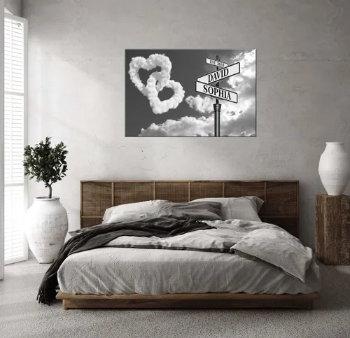 Miniatura 5 de Cartel de calle con nombre de boda personalizado en lienzo, cartel de señal de intersección con nombre personalizado, arte de pared, el mejor regalo