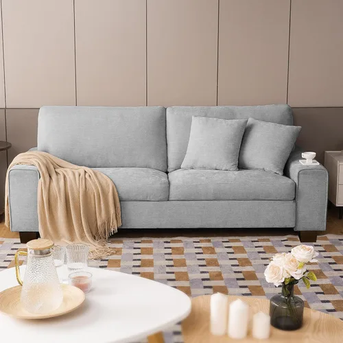 Miniatura 11 de DOPEDIO Sofá biplaza moderno para sala de estar, sillón reclinable de chenilla, funda extraíble, cojines de resorte, marco de madera maciza, fácil