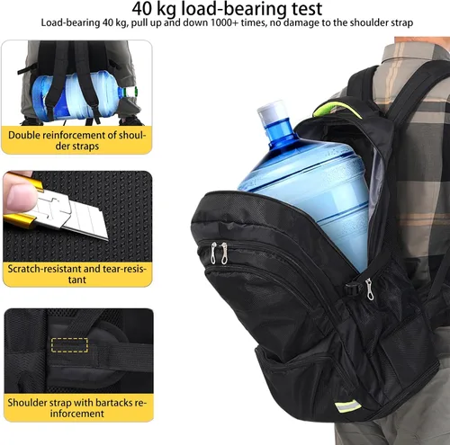 Miniatura 5 de Mochila de senderismo de 65 L para hombre, impermeable, expandible, mochila de viaje, mochila de mano casual, mochila grande para campamento, Negro