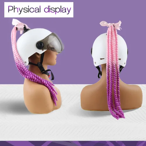 Miniatura 2 de Trenzas para casco de motocicleta, con ventosa desmontable, moño, para bicicleta, cola de caballo, cola de caballo, 1 unidad (casco no incluido)
