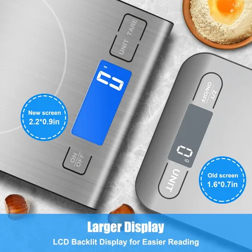 Miniatura 5 de Diyife - Báscula de alimentos recargable de 33 libras, báscula digital de cocina de acero inoxidable 304 con 3 botones, peso gramos y onzas