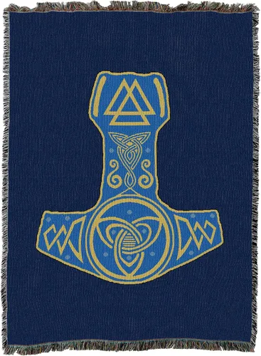 Miniatura 4 de Pure Country Weavers Mjolnir - Manta de martillo de Thor, mitología nórdica, fantasía, símbolos antiguos, para regalo, manta tejida de algodón