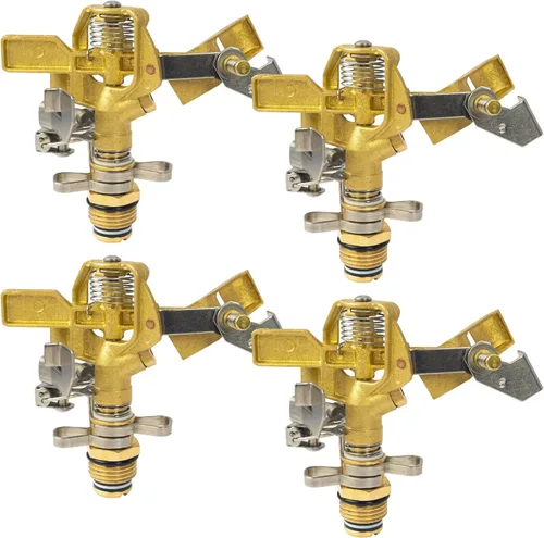 Miniatura 8 de Hourleey Rociador de impacto de latón de 1/2 pulgada, paquete de 2 cabezales de rociador de agua resistente, patrón de cobertura ajustable de 0 a