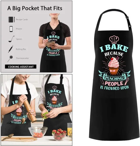Miniatura 4 de Delantal de hornear para mujeres I Baking Because People Is Frowned, regalos para hombres, mujeres, familiares y amigos