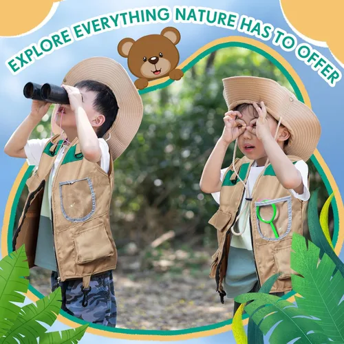Miniatura 6 de Ramede Kids Safari Explorer Vest and Hat Explorer Costume for Fishing Adventure Camping Boy Girls Cosplay