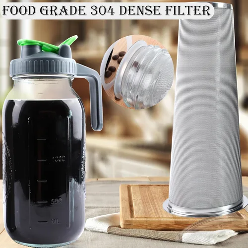 Miniatura 2 de Cafetera de cerveza fría de 64 onzas, jarra de té helado con colador, juego de 2 jarras de vidrio de medio galón con tapa de boquilla, jarra de agua