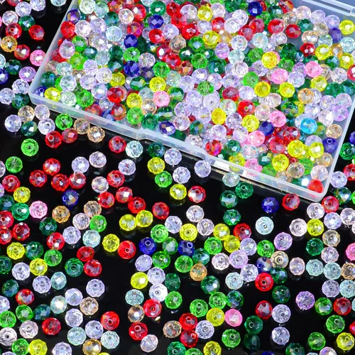 Miniatura 19 de 800 cuentas redondas de cristal de 0.236/0.396/0.394 pulgadas para joyas de bricolaje, ideales para pulseras, collares, colgantes y proyectos