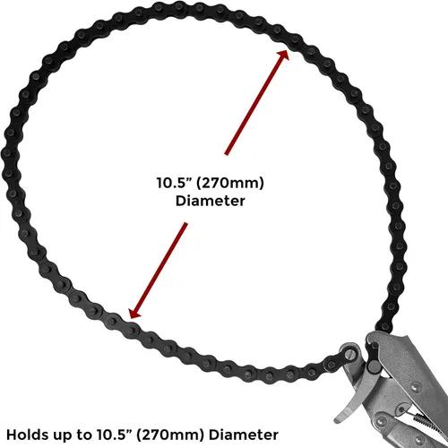 Miniatura 3 de Strong Hand Tools PFC1036 Alicates de cadena de bloqueo, cadena extraíble de 36, soporta tubo de hasta 10.5 pulgadas de diámetro, mango único