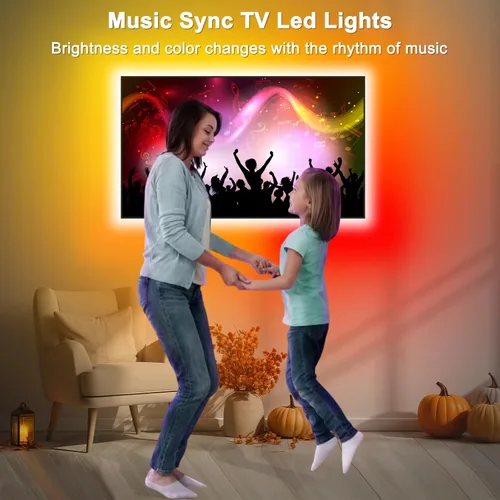 Miniatura 5 de Daymeet Tira de luces LED RGB de 9.84 pies para TV de 32 a 43 pulgadas, sincronización de música Dreamcolor, cambio de color, control remoto por