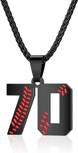 Miniatura 15 de Collar con número de béisbol para niños 00-99, collar con número de camiseta de béisbol de acero inoxidable, colgante personalizado, regalo